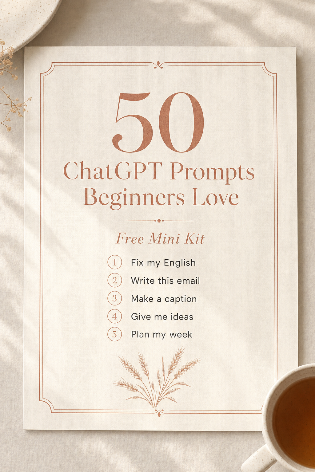 Preview of the 50 ChatGPT Prompts inside the free mini kit